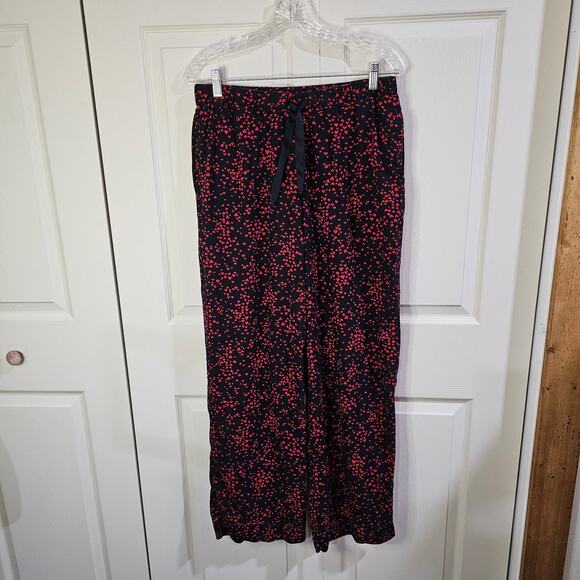 Victorias Secret PJs Sz M Coquette Romantic Indie Sleaze Black Red Heart Flannel - Picture 9 of 10